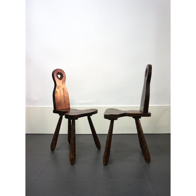 Wood French Brutalist Chairs, 1950s, Set of 2 For Sale - Image 7 of 10