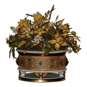 Vintage Jane Hutcheson Gorham Enamel Metal Jeweled Floral Sculpture Porcelain Vase