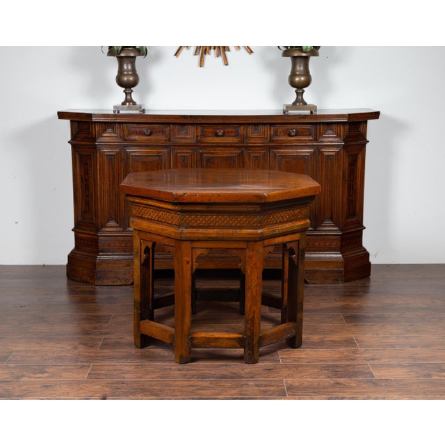 Italian 19th Century Walnut Octagonal Table with Inlaid Trompe-l'Œil Motifs For Sale - Image 10 of 12
