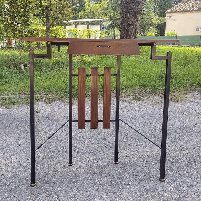 Mid-Century Modern Iron Console Table with Brass Details, 1960s For Sale - Image 3 of 18