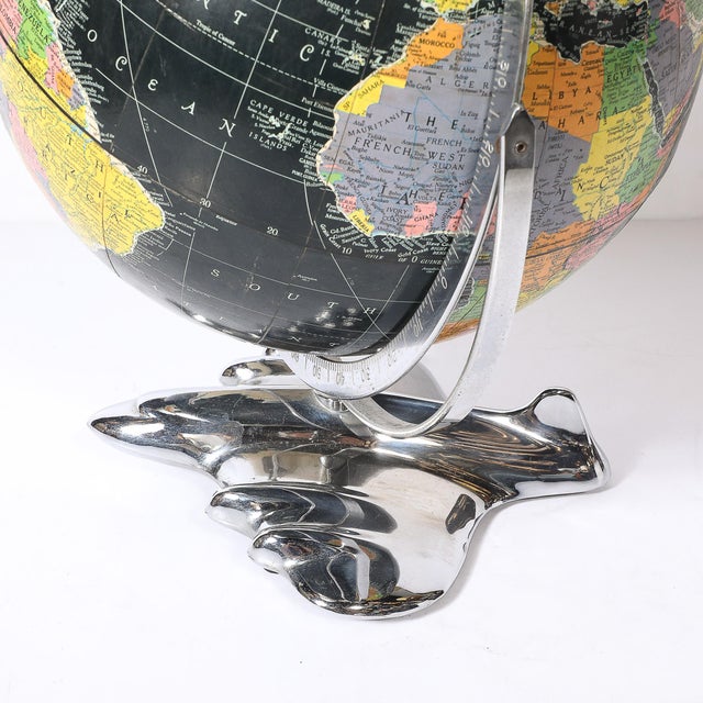 Art Deco Aviation Globe on Sculptural Airplane Base in Chrome For Sale - Image 11 of 14