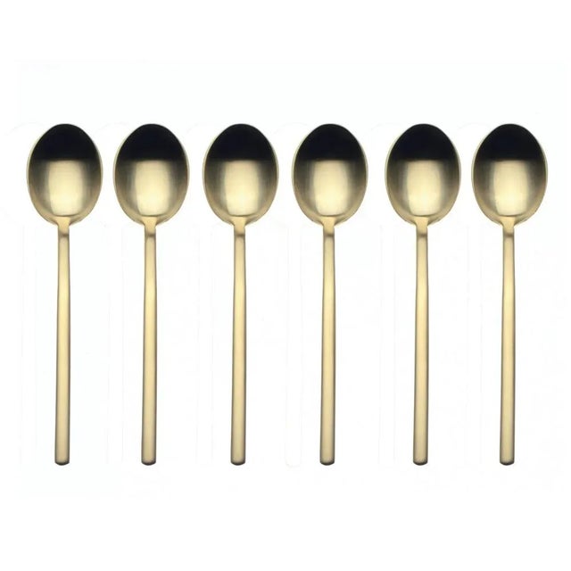 Contemporary Mepra Due 6-Piece Coffee Spoon Set, Ice Oro For Sale - Image 3 of 5