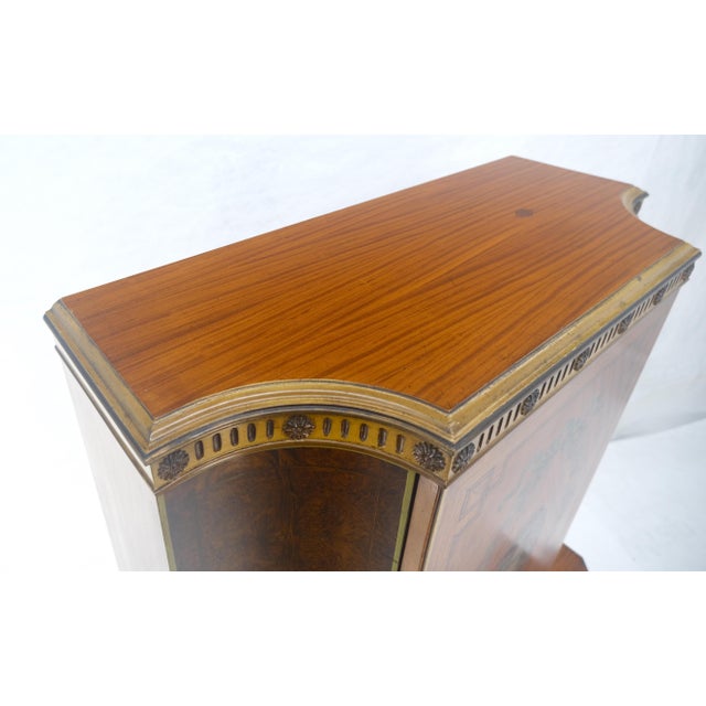 Mid 20th Century Adams Style Hand Painted Decorated Satinwood Cabinet Large Stretcher Finial MINT For Sale - Image 5 of 16