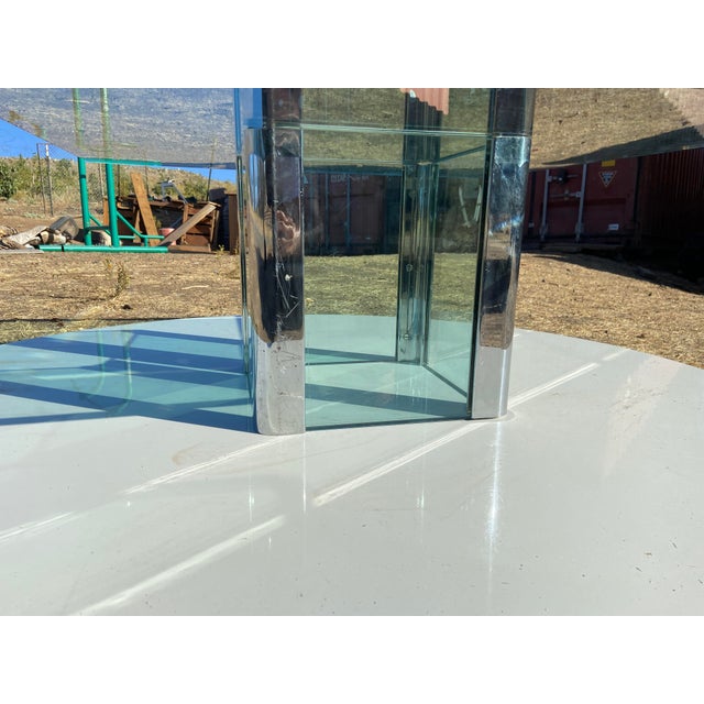 1980s Vintage Mid Century Modern Leon Rosen for Pace Collection Chrome Glass Coffee Table Unmarked For Sale - Image 5 of 18