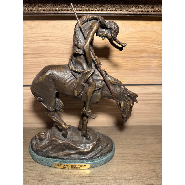 1980s Bronze ‘End of the Trail’ Sculpture, Styled After Fraser.” For Sale - Image 10 of 12
