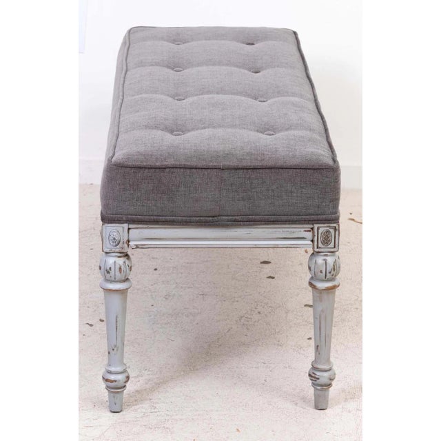 Hollywood Regency Painted Upholstered Bench For Sale - Image 10 of 15