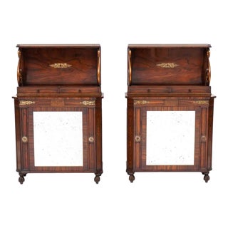 Pair of 19th Century English Regency Rosewood Side Cabinets For Sale