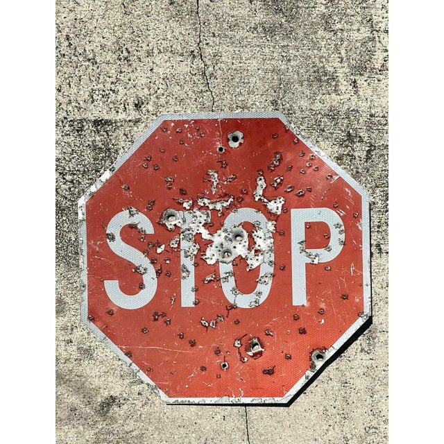 Metal Vintage Gunshot Stop Sign For Sale - Image 7 of 12