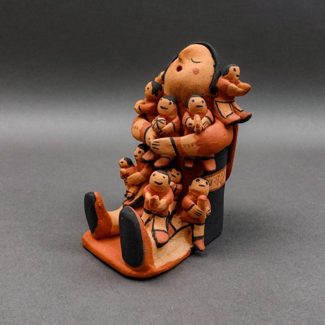 Jemez Pueblo MSJ Signed Vintage Storyteller 10 Children Pottery Sculpture Figure. Measures approximately 3 1/2" long, 4...