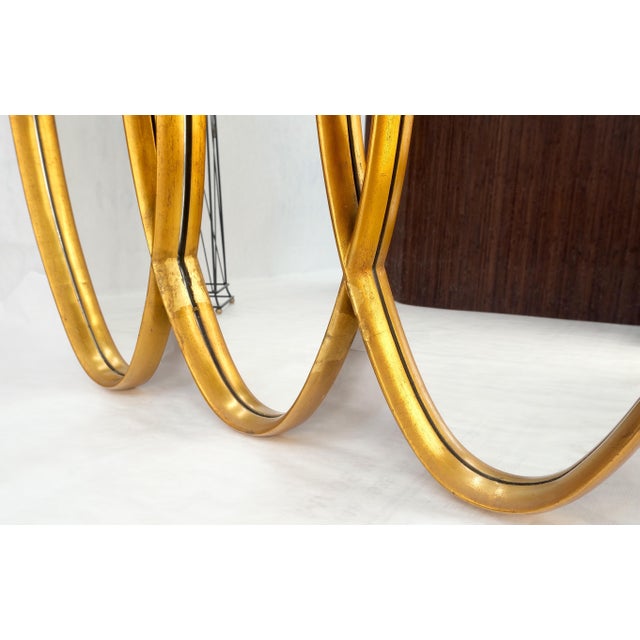 Mid-Century Modern Tripple Overlapping Carved Wood Ovals Gold Gilt Wall Mirror For Sale - Image 11 of 11
