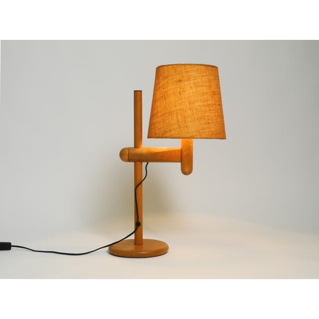 Oak Table Lamp with Height-Adjustable Shade from Temde, 1960s For Sale - Image 6 of 18