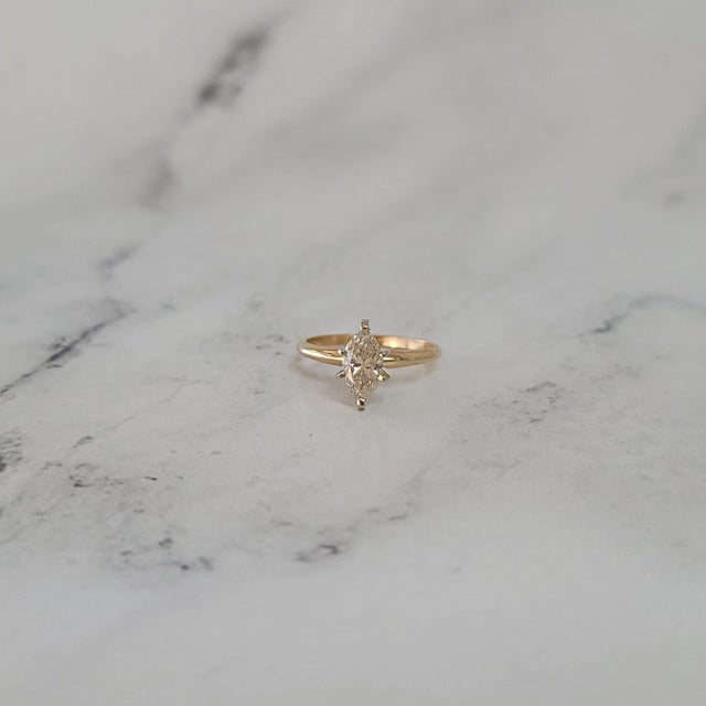 2020s One Carat Marquise Solitaire Diamond Engagement Ring, Size 4 For Sale - Image 5 of 5