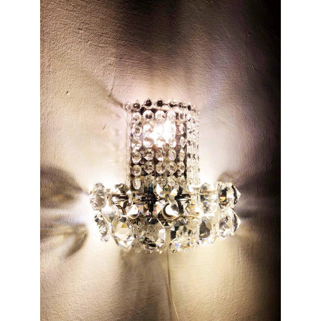 Silver Large Crystal Sconces from Bakalowits & Söhne, 1960s, Set of 2 For Sale - Image 8 of 15