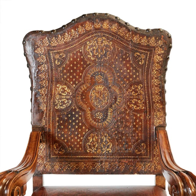 Italian or Spanish Large Walnut Armchairs Circa 19th Century, a Pair For Sale In San Francisco - Image 6 of 11