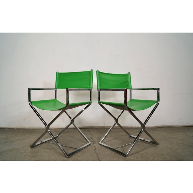 Design Within Reach 1970’s Mid-Century Modern Chrome Director’s Chairs - A Pair For Sale - Image 4 of 12