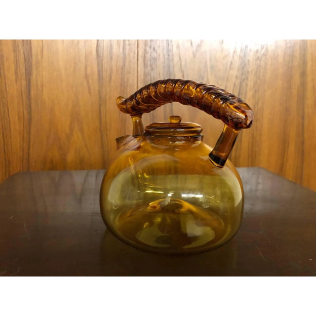 2000 - 2009 2000s Amber Blown Glass Small Teapot For Sale - Image 5 of 13
