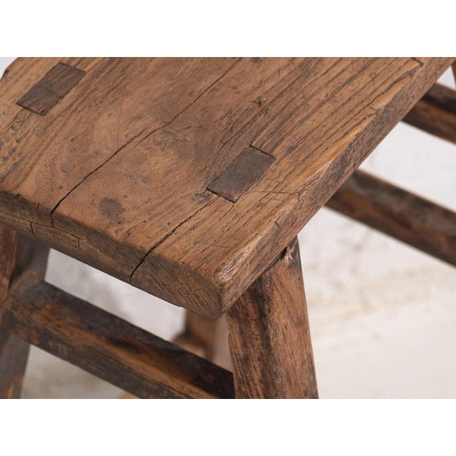 Antique Oriental Stools in Elm, Set of 2 For Sale - Image 10 of 11