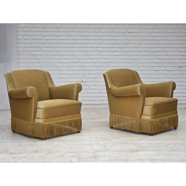 Danish Armchair with Velour Upholstery and Oak Legs, 1970s For Sale - Image 16 of 18