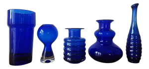Mid-Century Modern Vases in Cobalt Glass, 1978, Set of 5