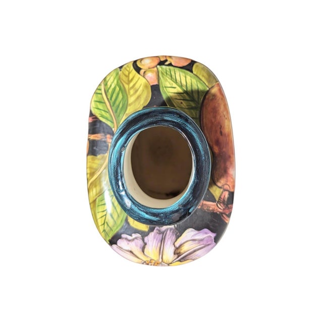 Art Deco Italian Ceramic Hand Painted Vase Large Bottle For Sale - Image 3 of 5