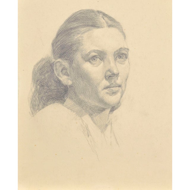 Albert Goltjakov, Portrait of a Woman, 1960s, Pencil on Paper For Sale - Image 3 of 3