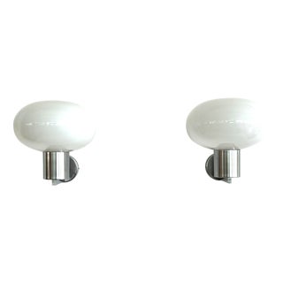 Mid-Century Modern Italian Wall Sconces in Murano Glass and Chrome from Fontana Arte, 1970s, Set of 2 For Sale