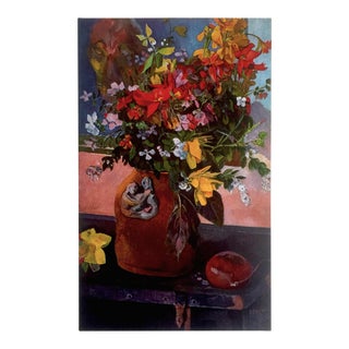 Paul Gauguin Vintage 1972 Authentic Post Impressionist Lithograph Print "Still Life With Flowers" 1882 For Sale