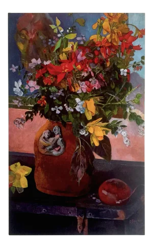 Paul Gauguin Vintage 1972 Authentic Post Impressionist Lithograph Print "Still Life With Flowers" 1882