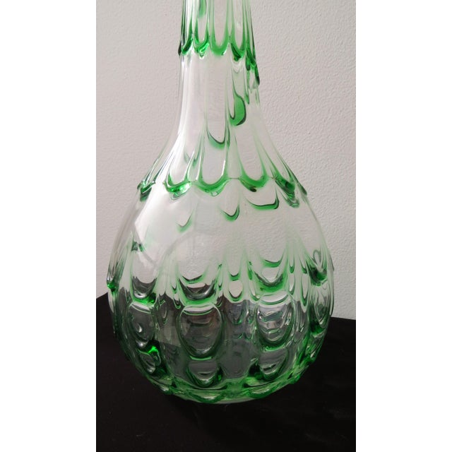 Emerald Green and Clear Vintage Italian Murano Art Glass Vase, McM, Ca. 1960's. For Sale In Houston - Image 6 of 6