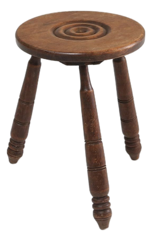 Vintage Brutalist Low Oak Stool, Belgium, 1960s
