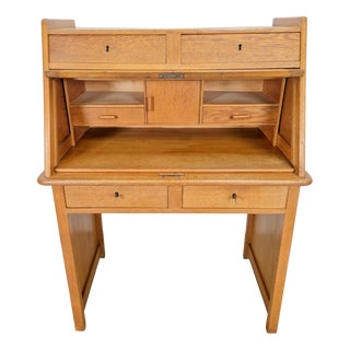 Art Deco Arts & Crafts Secretary in Natural Oak, 1930s For Sale
