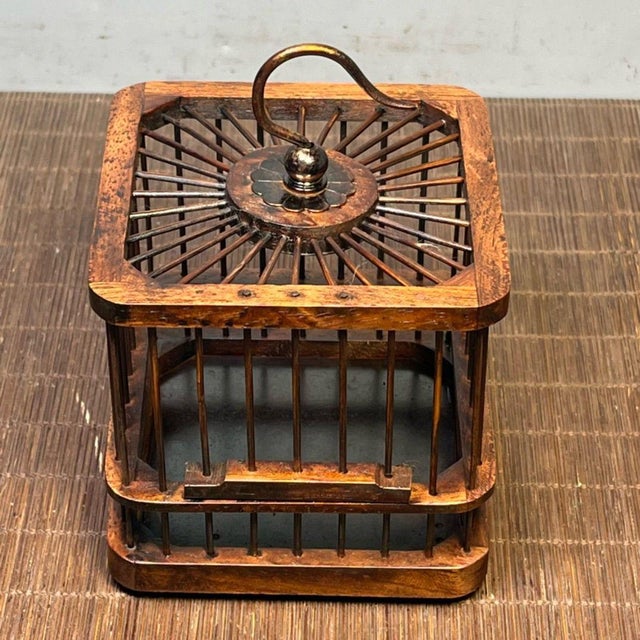 Vintage Chinese Rosewood Cricket Cage | Small Square Hanging Box | Asian Chinoiserie Decor For Sale - Image 4 of 10