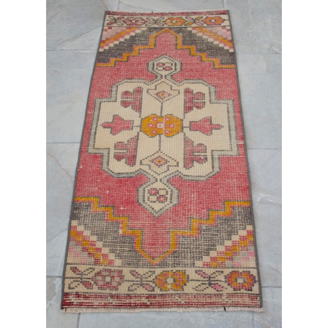 Hand Knotted Door Mat, Entryway Rug, Bath Mat, Kitchen Decor, Small Rug, Laundry Decor Dimensions: 18.9" x 42.12" or 1 ft...