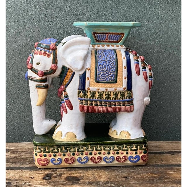 Vintage Ceramic Elephant Low Stool For Sale - Image 10 of 12