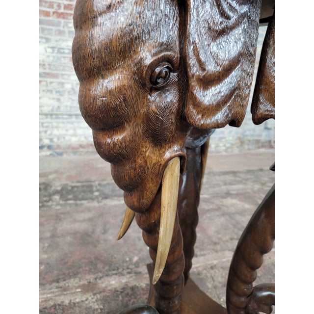 19th Century Elephant Side Tables Carved Walnut -A Pair For Sale - Image 11 of 13