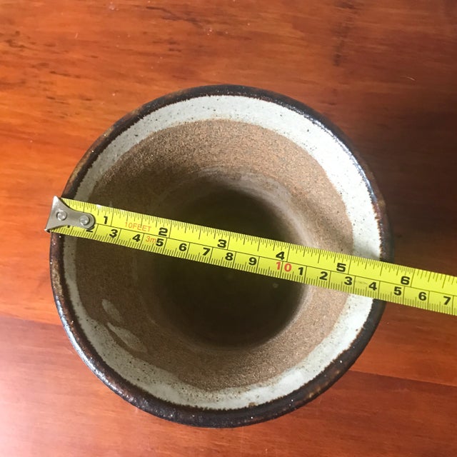 Brown Handmade Vintage Stoneware Pottery Cachepot Vase For Sale - Image 8 of 9