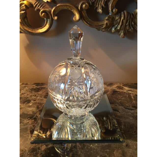 Vintage Cut-Glass Candy Dish or Lidded Compote With Prism Top For Sale In Philadelphia - Image 6 of 9