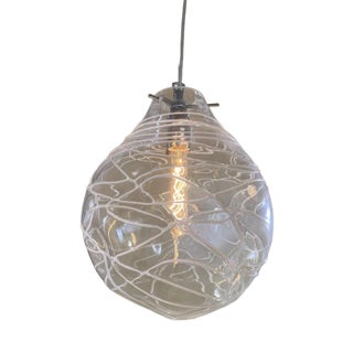 Transparent with Wite Wire Pendant in Murano Glass by Simoeng For Sale