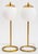 Pair of Modern Gilt Metal Table Lamps, with spherical white opaque glass globe shades, atop circular bases. 20" H x 9" W x...