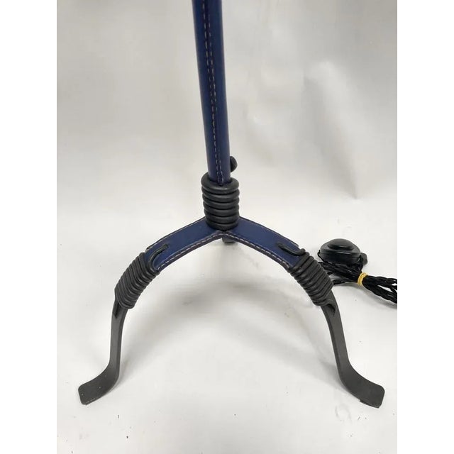 Black Leather Sheathed Floor Lamp by Jacques Adnet, 1950s For Sale - Image 8 of 9