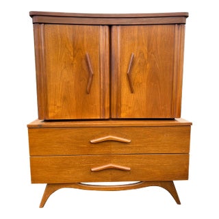 1960s Mid Century Modern Vintage Tall Dresser Highboy in Vladimir Kagan Style For Sale