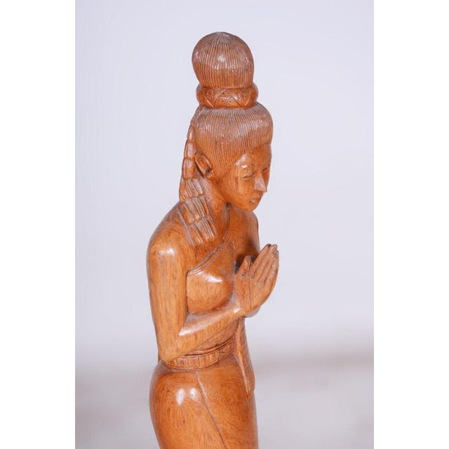 Vintage Asian Sculpture in Lacquered Wood, 1950s For Sale - Image 4 of 12