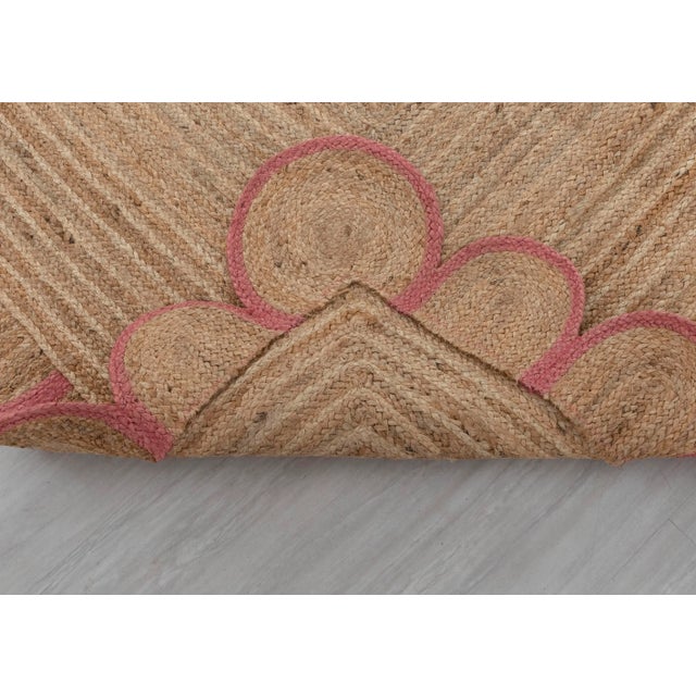 Pink Scallop Edge Trim Jute Rug 8x10 Ft. For Sale - Image 9 of 13