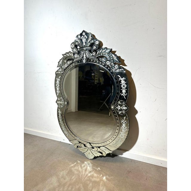 Vintage Venetian Etched Wall Mirror For Sale - Image 5 of 5