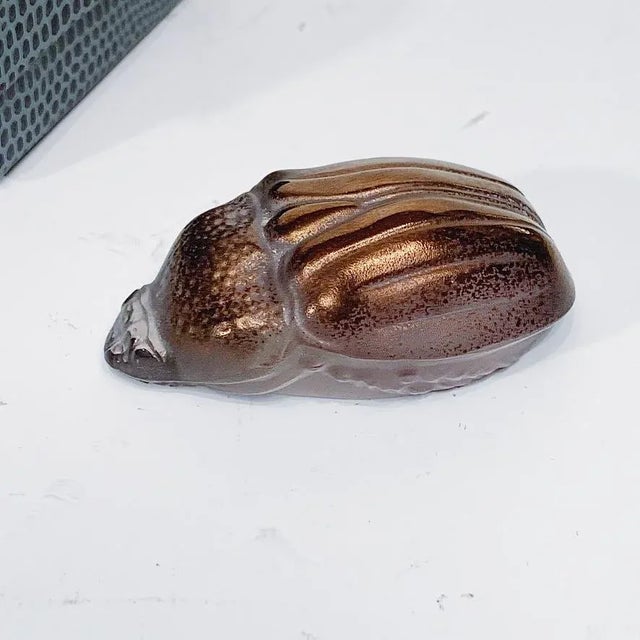 Lalique Mid 20th Century Lalique Egyptian Revival Scarabs in Boxes - a Pair For Sale - Image 4 of 7