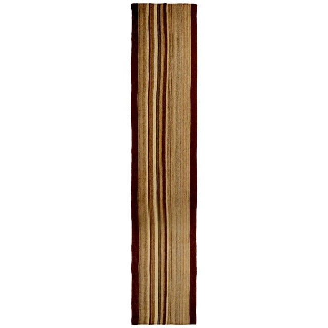 Antique Persian Brown and Beige Wool Kilim Runner For Sale