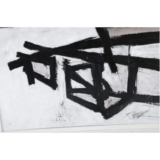 Beautiful framed canvas in the manner of Franz Kline and the Abstract Expressionist movement. This is a highly textured 3...