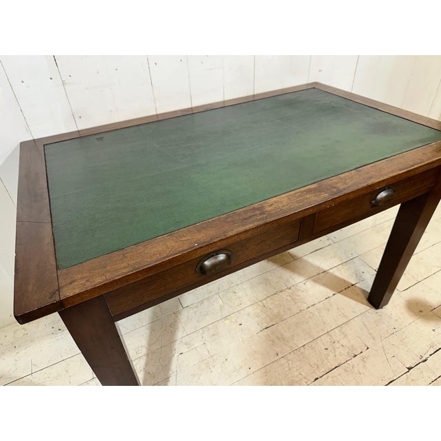 Oak Banker's Desk with Drawers, Leather Insert and Chair, 1955, Set of 2 For Sale - Image 6 of 16