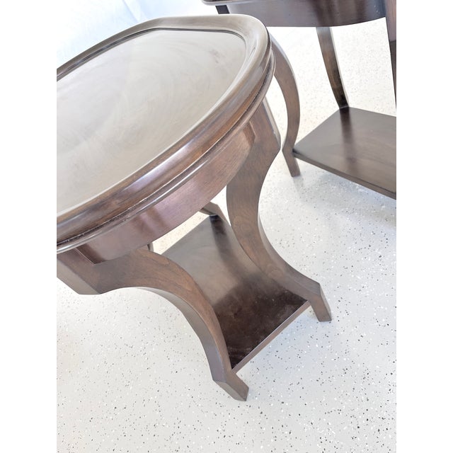 Dark Wood Oversized End Tables, Nightstands - Set of 2 For Sale - Image 11 of 12