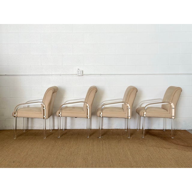 Transparent 1980s Lion in Frost for Hill Manufacturing Lucite Dining Chairs - Set of 4 For Sale - Image 8 of 14